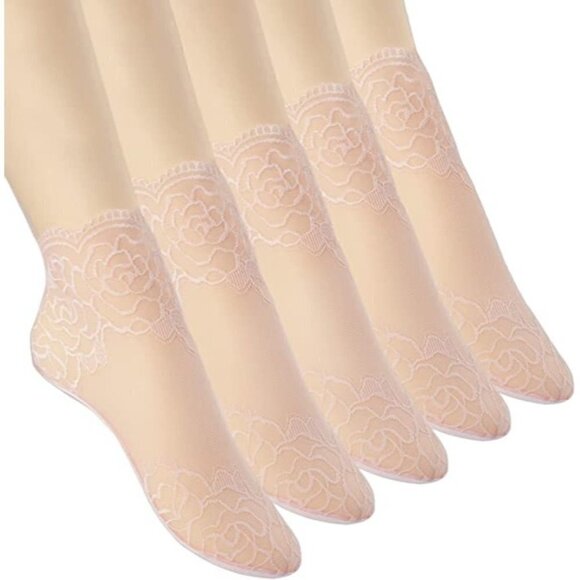 Pink Ruffle Socks Lace Short Ankle Stockings Socks Boots Heels Anklet Dress NWT
